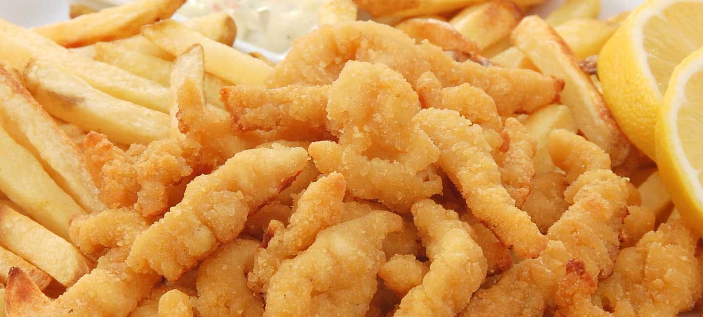 Order Clams Strips Basket - Appetizer food online from Golden Pizzeria store, Norfolk on bringmethat.com
