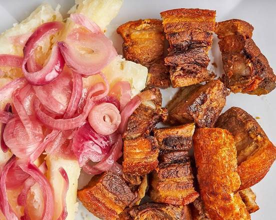 Order Pork Belly with Side Choice ( Chicharron ) food online from Mofongos store, Trenton on bringmethat.com