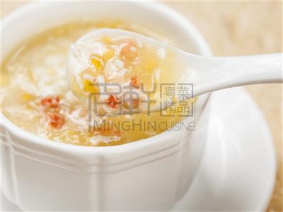 Order Crab Meat Corn Soup food online from MingHin Cuisine - Lakeshore East store, Chicago on bringmethat.com