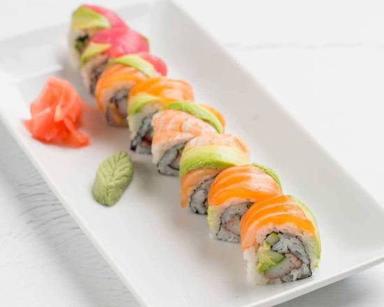 Order Rainbow Roll (8 pcs) food online from Tokyo San store, San Diego on bringmethat.com