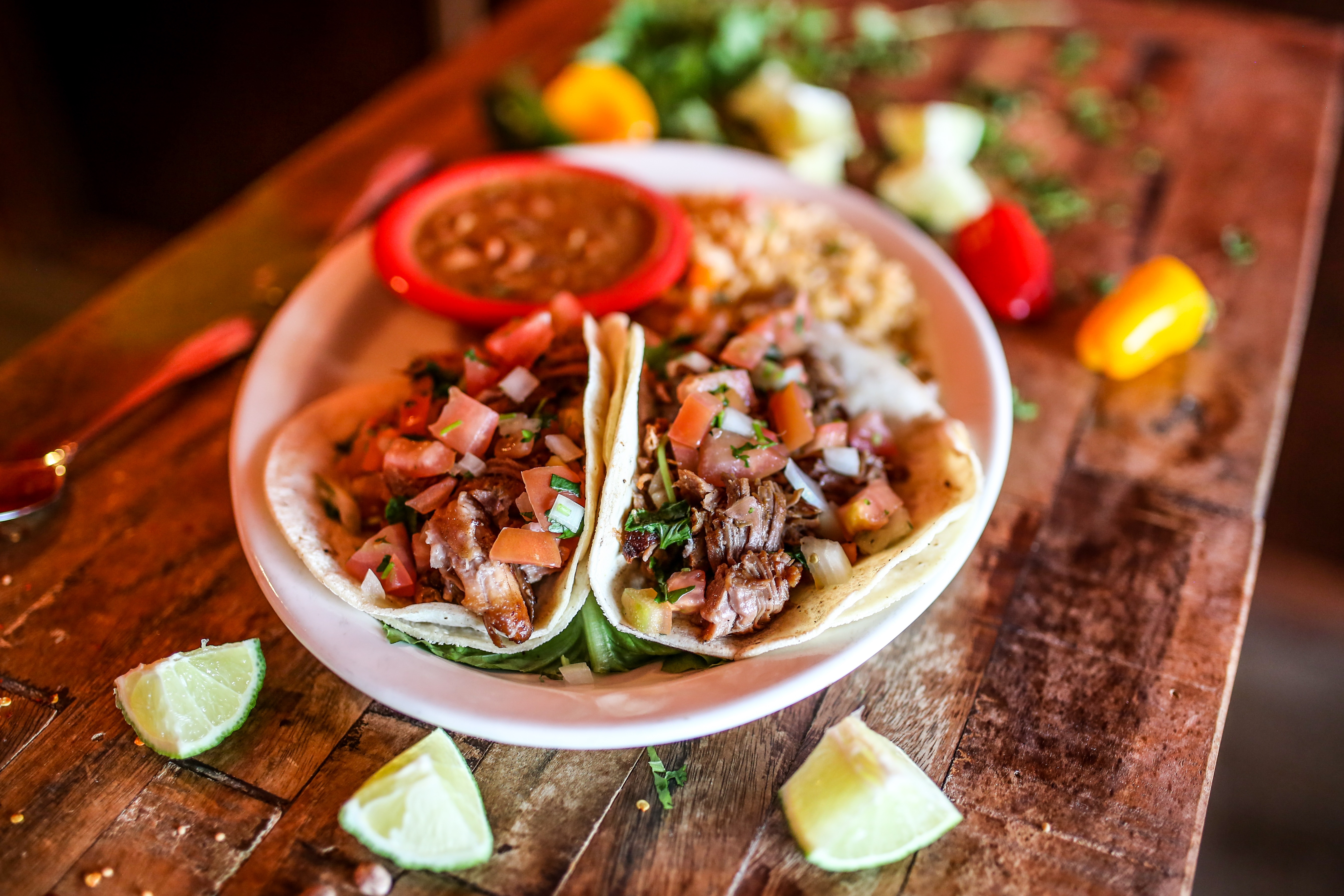 Order Tacos de Carnitas food online from Miguels Mexican Bar And Grill store, Colorado Springs on bringmethat.com