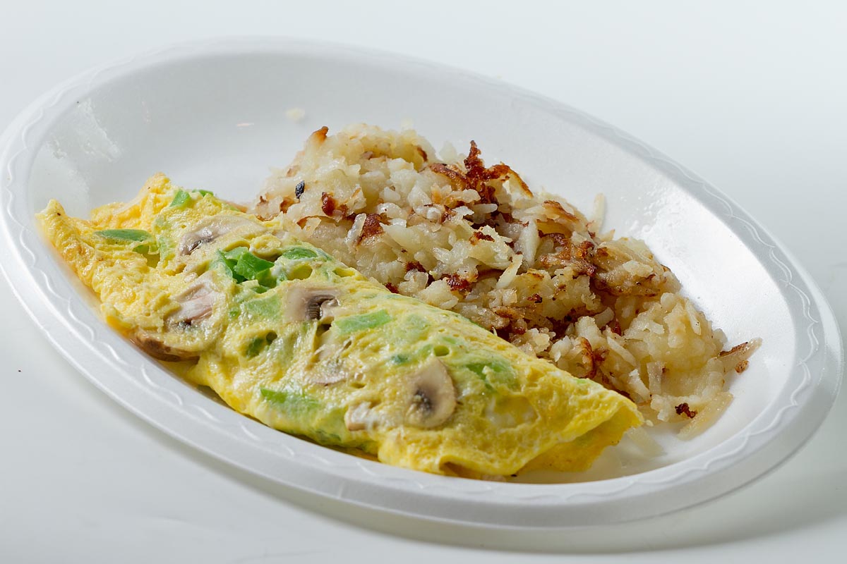 Order Veggie Omelette with Hashbrowns food online from Billy Goat Tavern store, Chicago on bringmethat.com