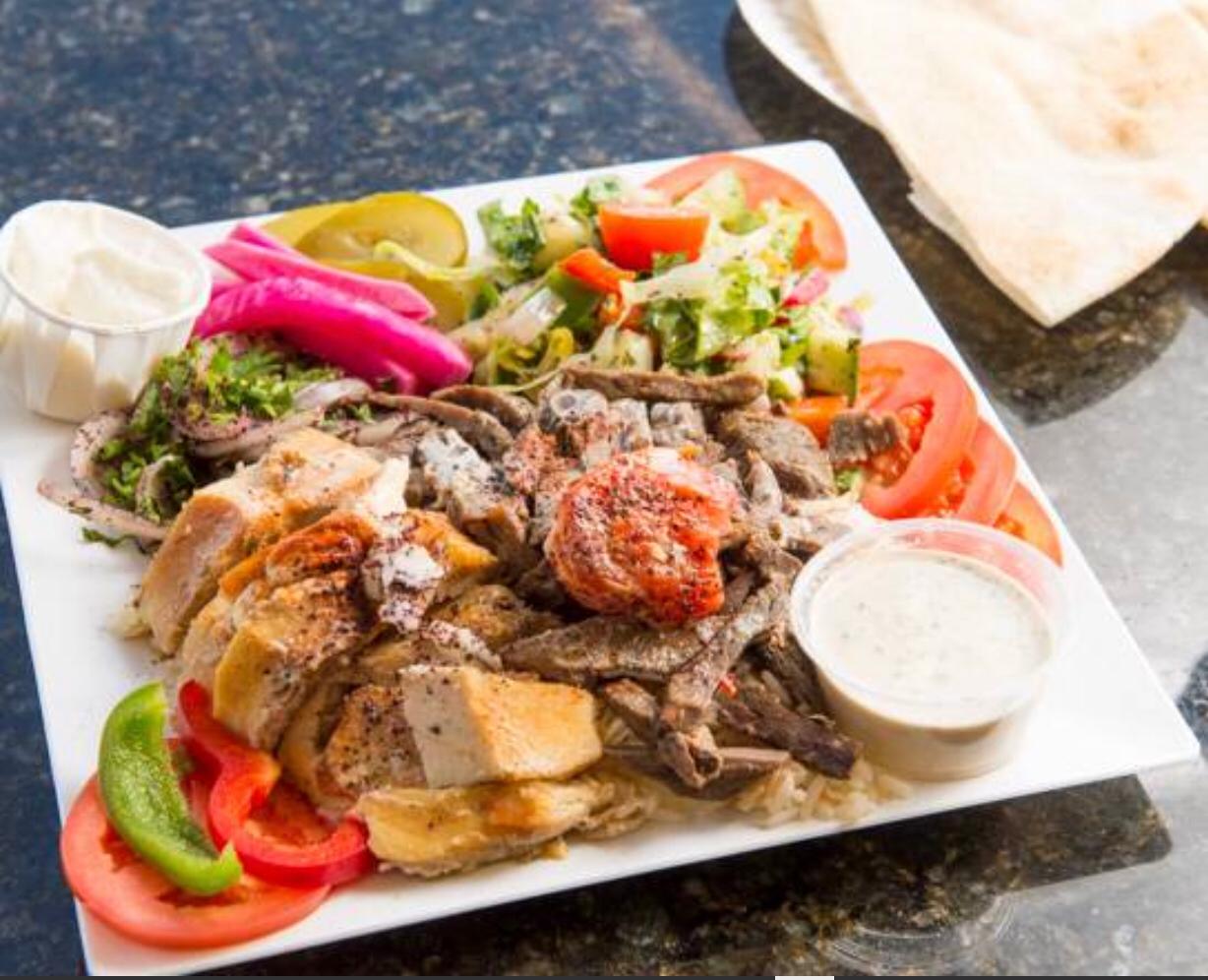Order MIXED SHAWARMA PLATE food online from Nour Cafe store, Revere on bringmethat.com