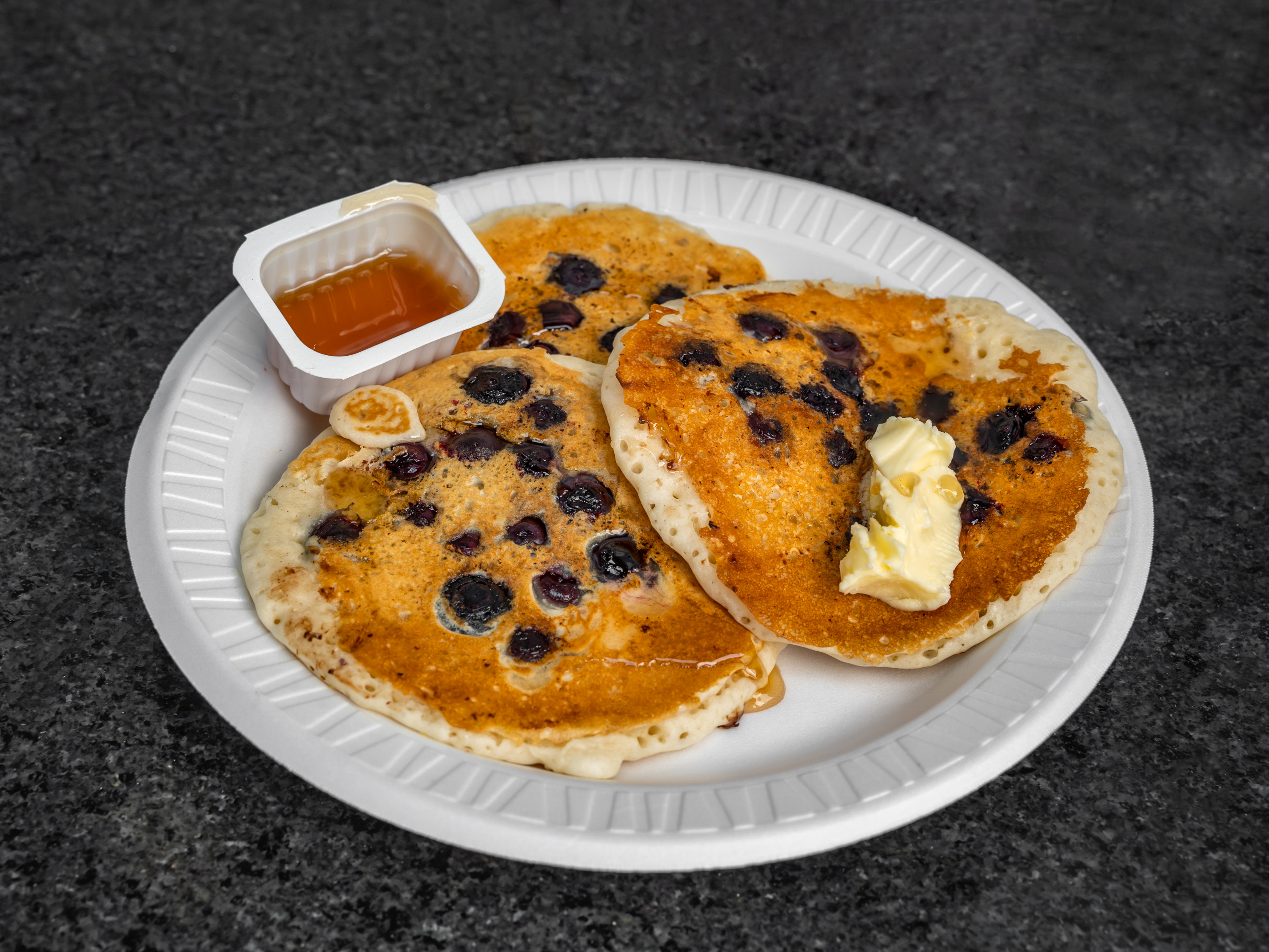 Order 4 Blueberry Pancakes food online from La Bagel store, Edison on bringmethat.com