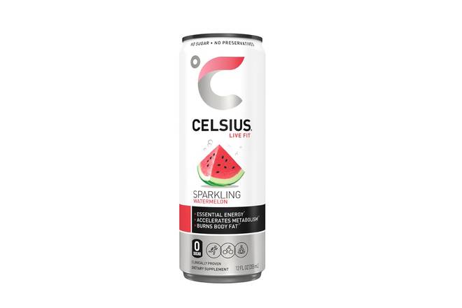 Order Celsius Sparkling Watermelon (12 oz) food online from Royal Farms store, Pasadena on bringmethat.com
