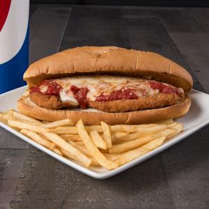 Order Chicken Parmesan Sub food online from Lucky Duck Pizza store, Waterford Township on bringmethat.com