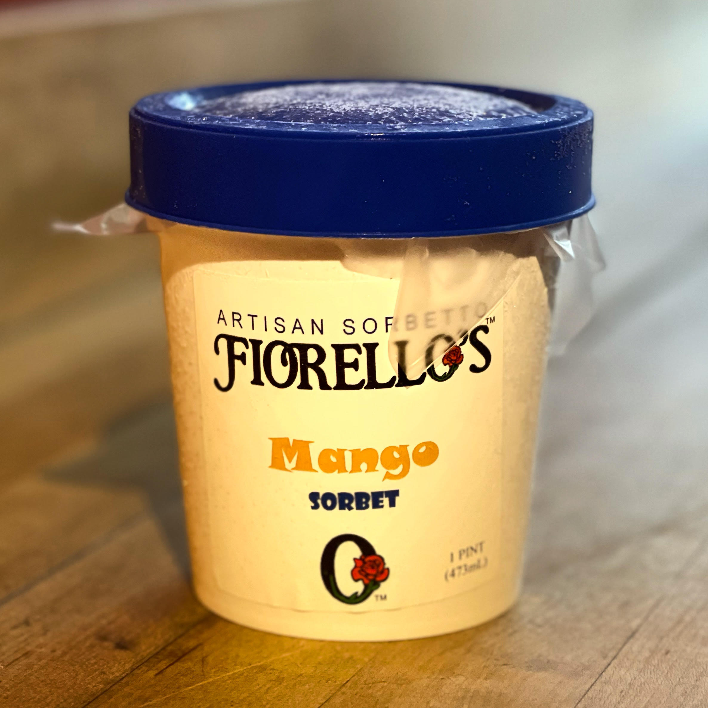 Order Pint of Fiorello's Artisan Sorbetto - Mango (Dairy and Gluten Free) food online from Papalote Mexican Grill store, San Francisco on bringmethat.com