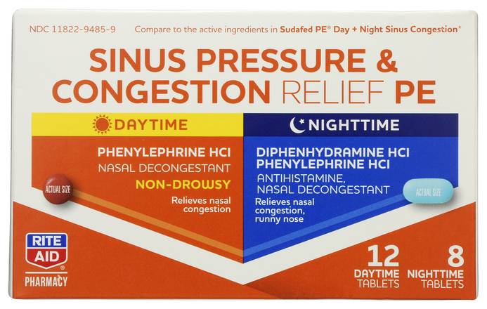 Order Rite Aid Pharmacy Sinus Congestion Day Night Tablets (20 ct) food online from Rite Aid store, CONCORD on bringmethat.com