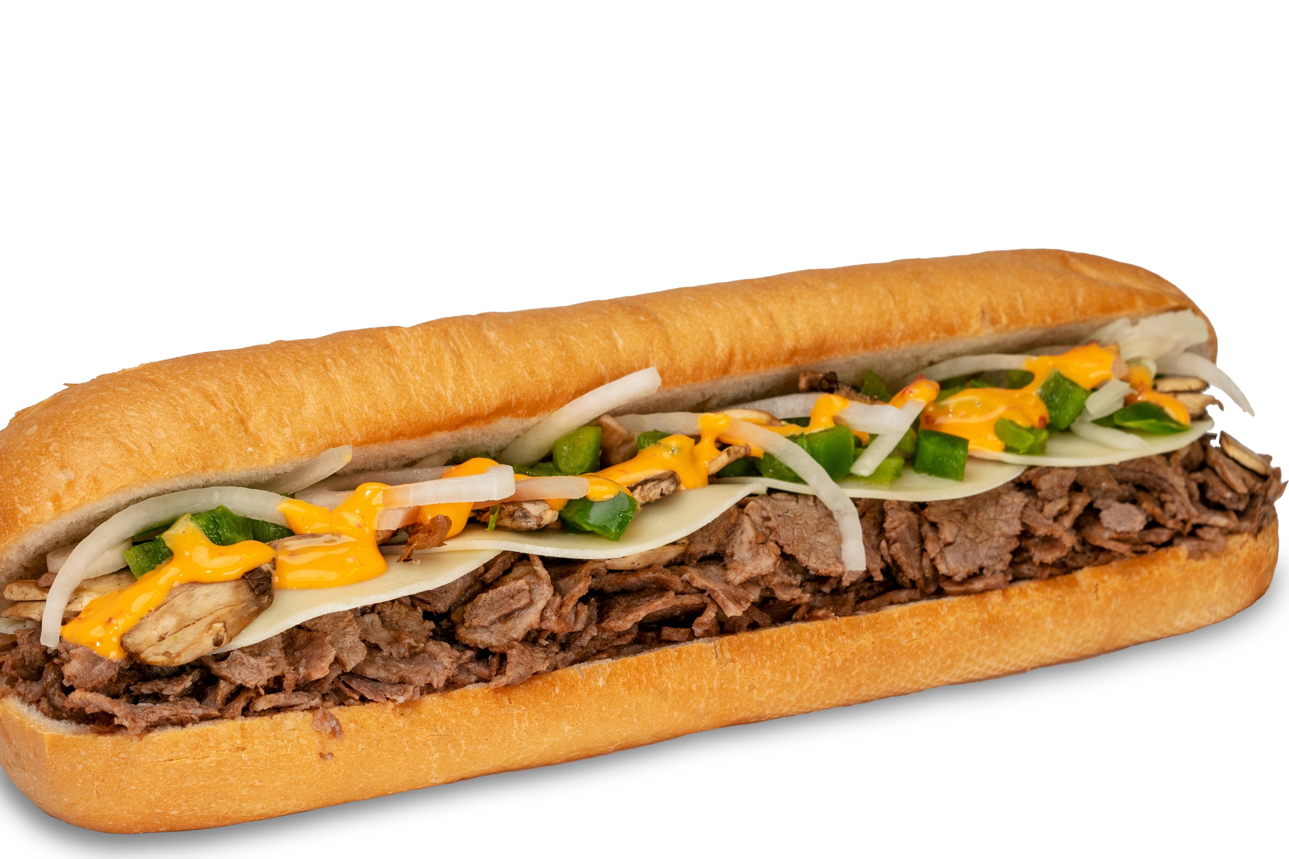 Order Philly Cheesesteak Sub With Fries food online from Happy Pizza store, New Baltimore on bringmethat.com