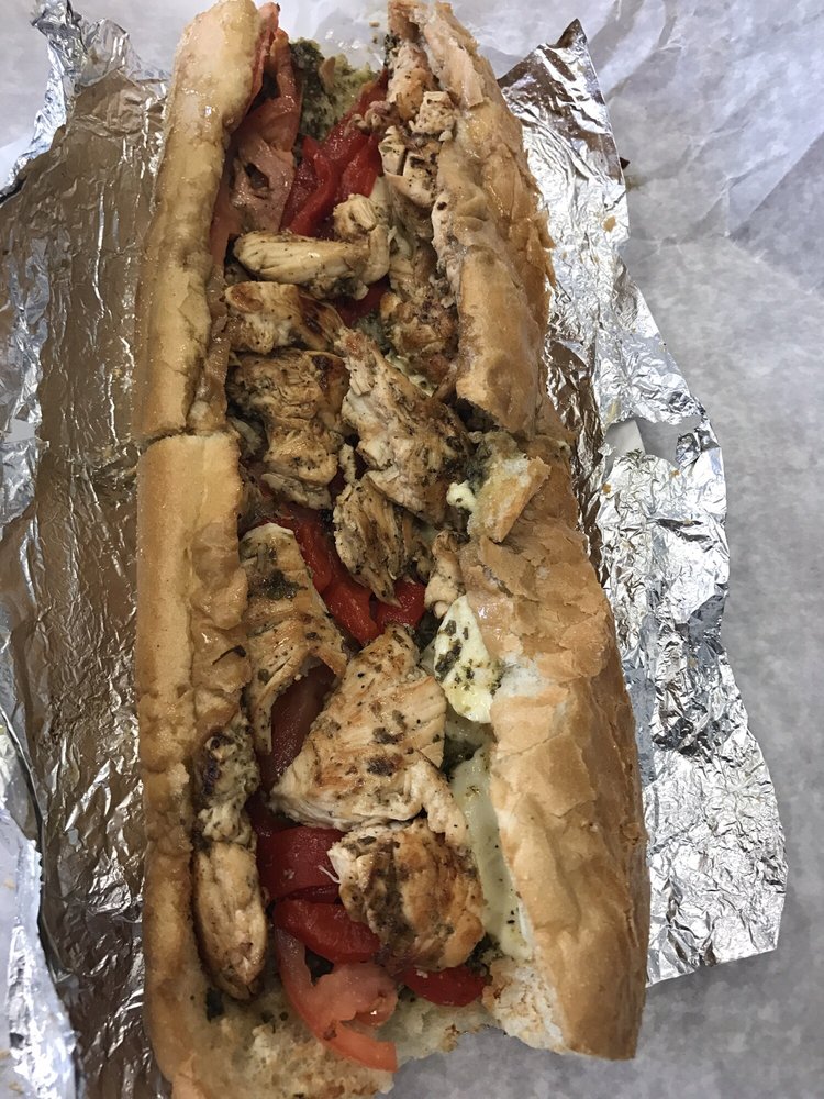 Order Small Grilled Chicken Pesto Sub food online from Broadway Pizza and Grill store, Norwood on bringmethat.com