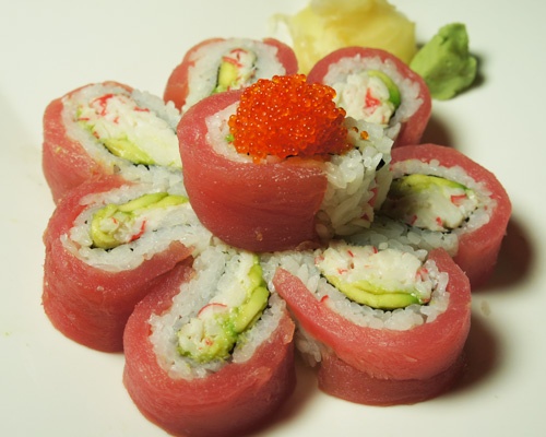 Order Cherry Blossom Roll food online from Little Madfish store, Redwood City on bringmethat.com