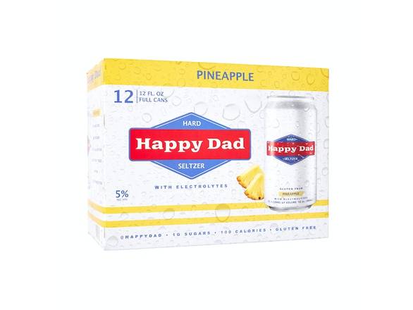 Order Happy Dad Hard Seltzer Pineapple - 12x 12oz Cans food online from Pink Dot La Jolla store, La Jolla on bringmethat.com