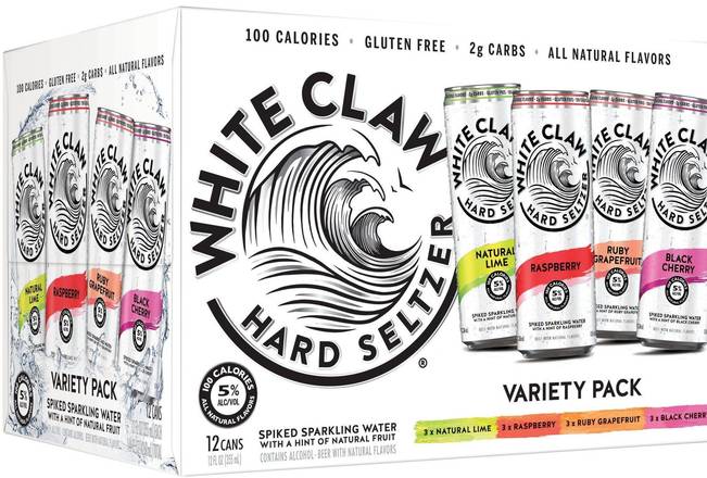 Order White Claw 12 Pack Mix Variety #1 food online from Divine Wine and Spirits store, San Diego on bringmethat.com