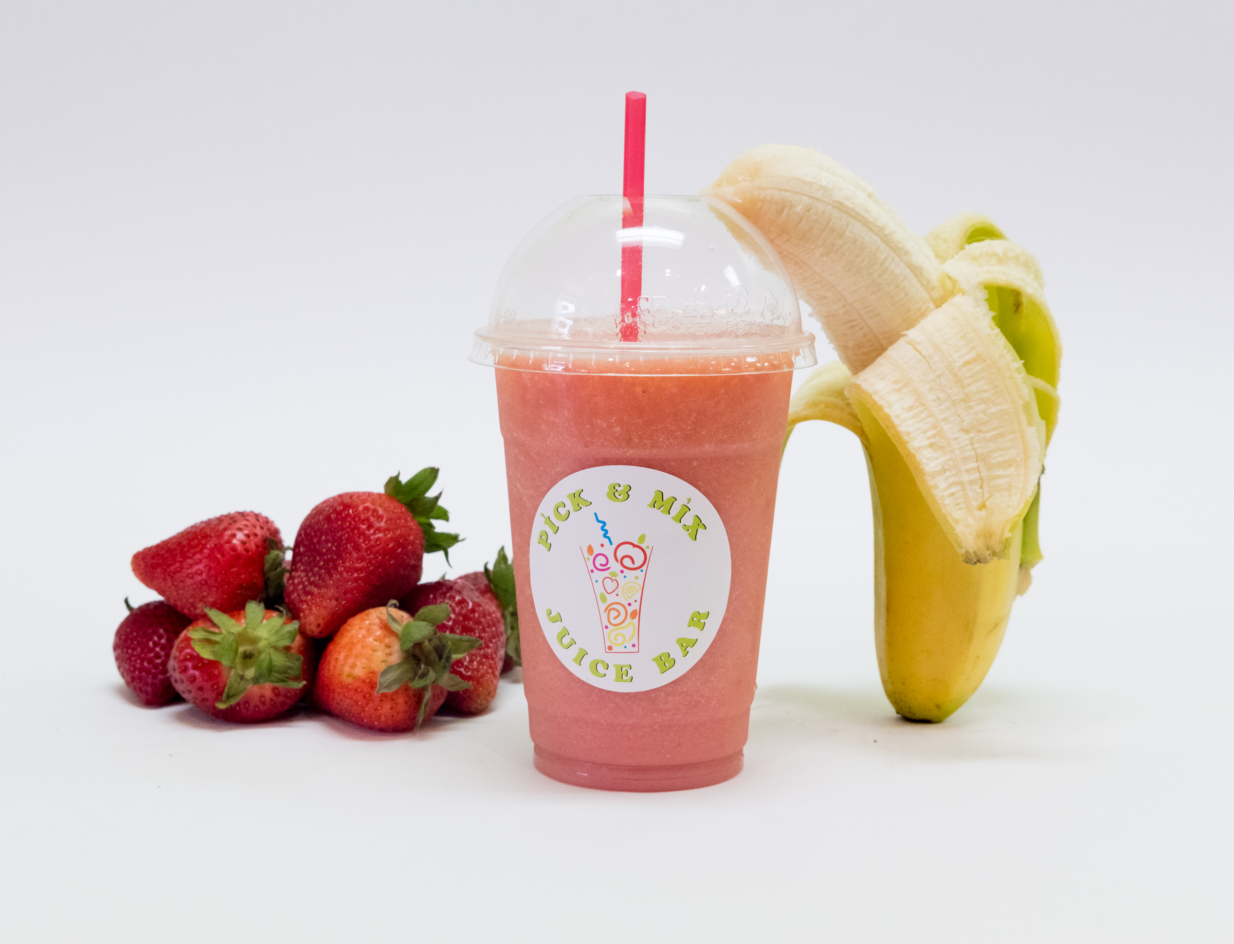 Order S1. Strawberry, Banana and Non Fat Yogurt Smoothie food online from Pick & Mix Juice Bar store, Burbank on bringmethat.com
