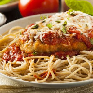 Order Chicken Cutlet Parmigiana - Entree food online from The Garlic Knot store, Lakewood on bringmethat.com