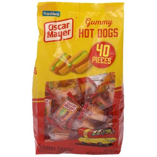 Order Oscar Mayer Halloween Gummy Candy Hot Dogs 40 Count Bag, Large Bag - 14.3 oz food online from Walgreens store, OLNEY on bringmethat.com