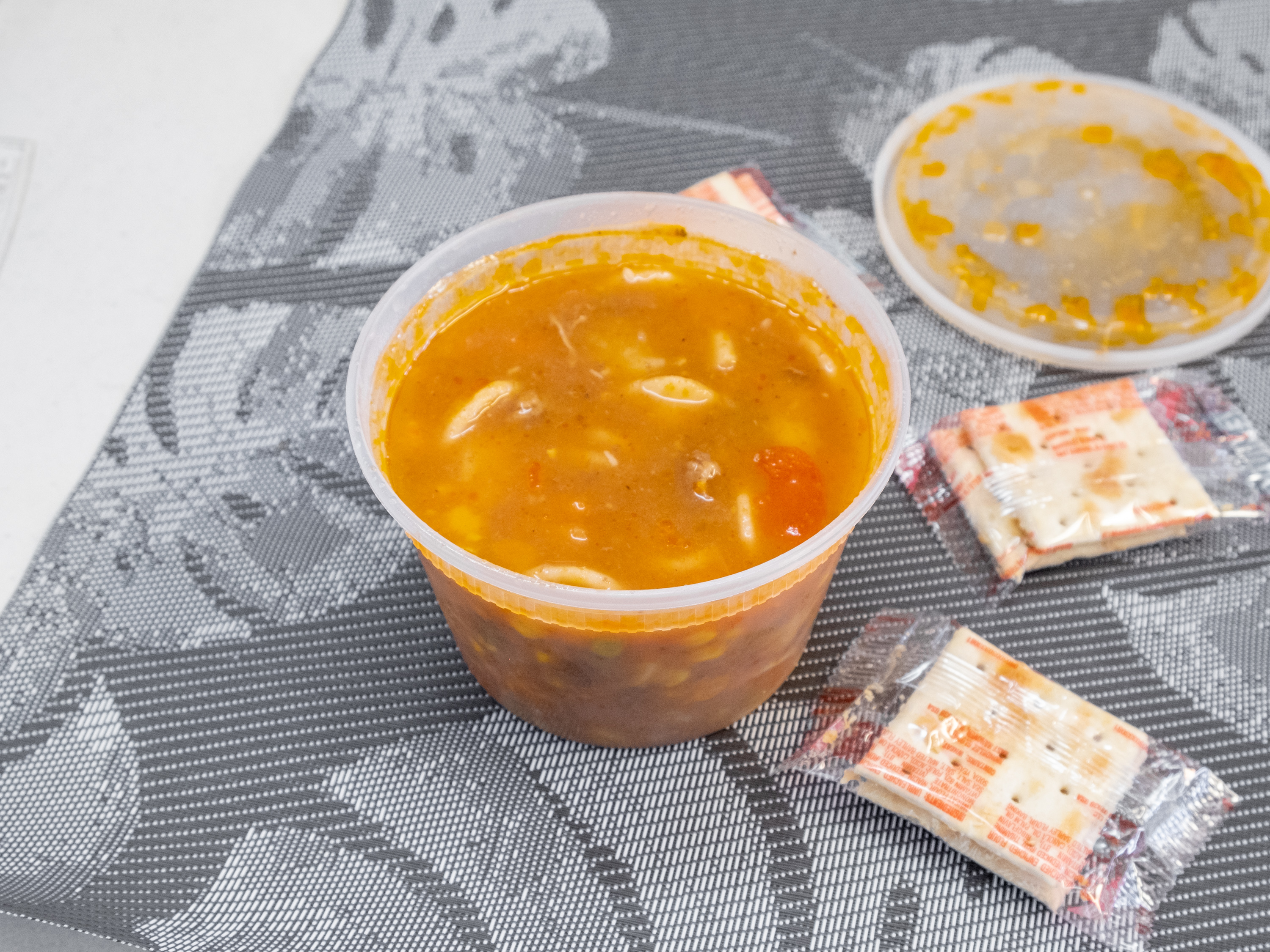 Order 16 fl oz. Cup of Vegetable and Beef Soup food online from Grove Deli Montclair store, Montclair on bringmethat.com