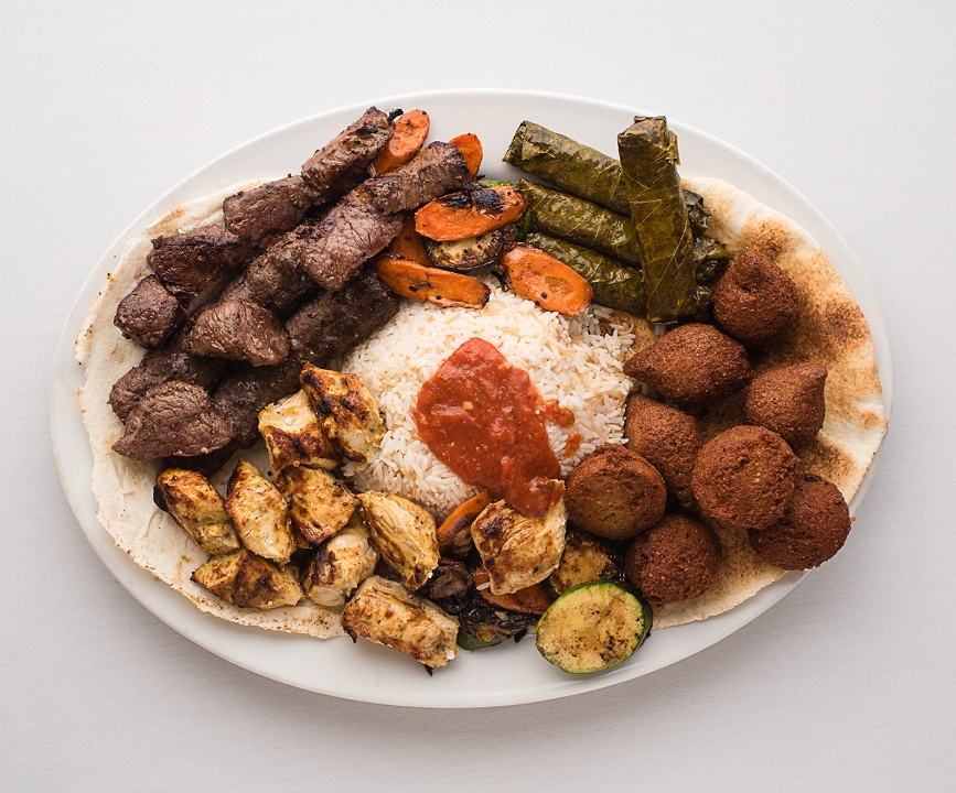 Order La Saj Combo for 4 w/ Beef food online from La Saj Lebanese Bistro store, Sterling Heights on bringmethat.com