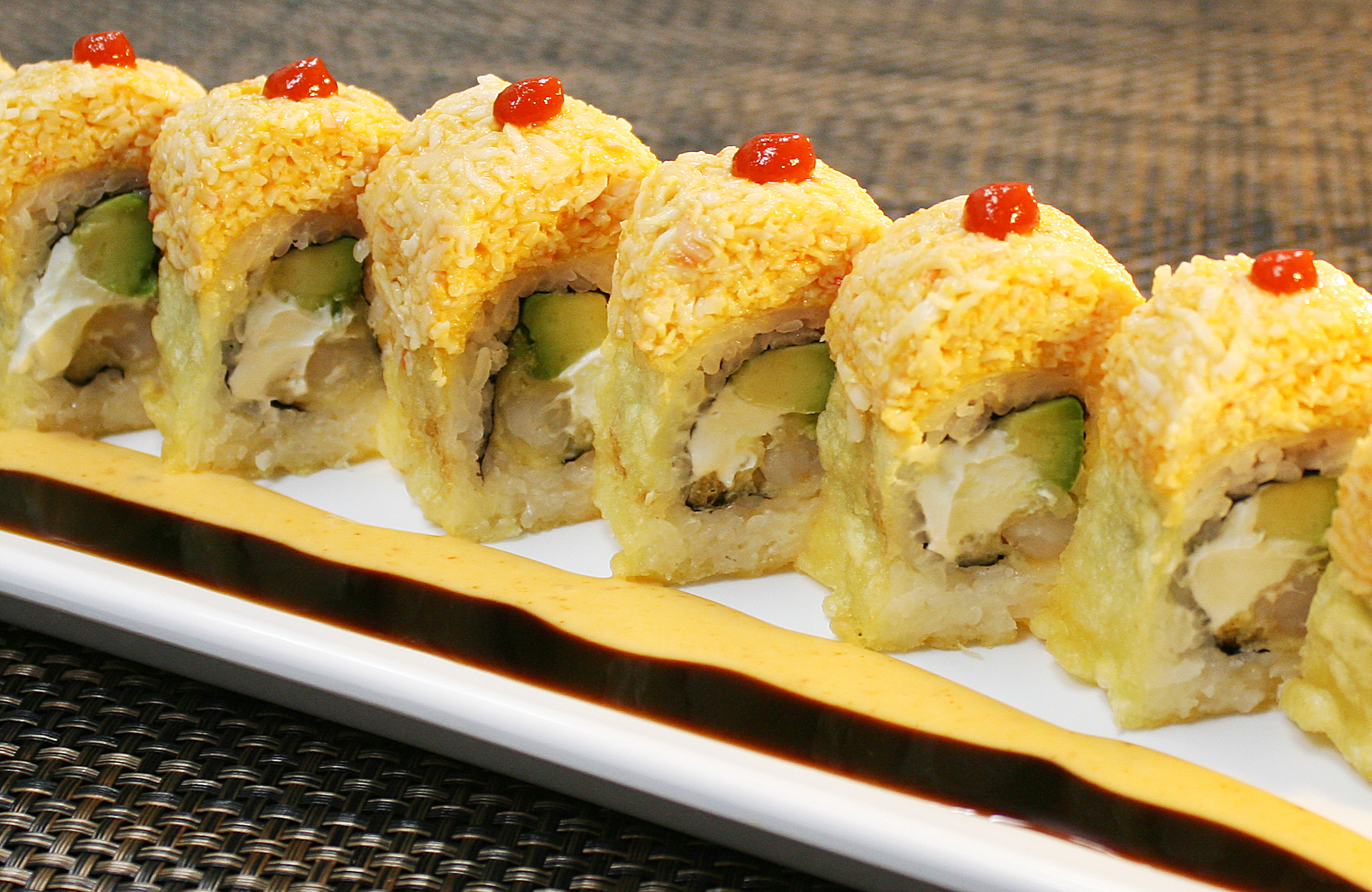 Order Golden Tiger Roll food online from Oki Doki Roll & Sushi store, Brea on bringmethat.com