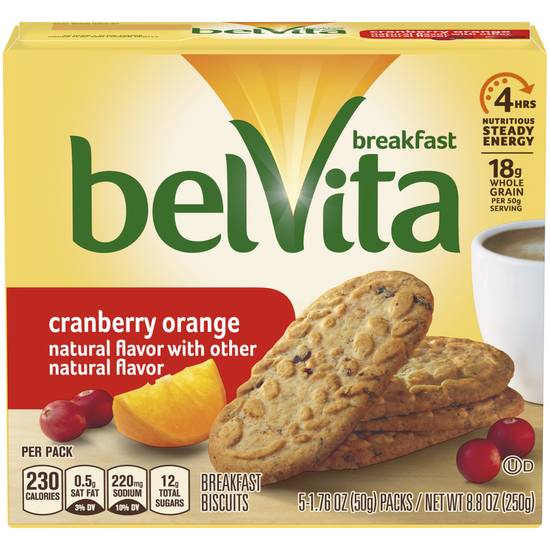 Order Belvita Cranberry Orange Breakfast Biscuits (1.76 oz x 5 ct) food online from Rite Aid store, Eugene on bringmethat.com