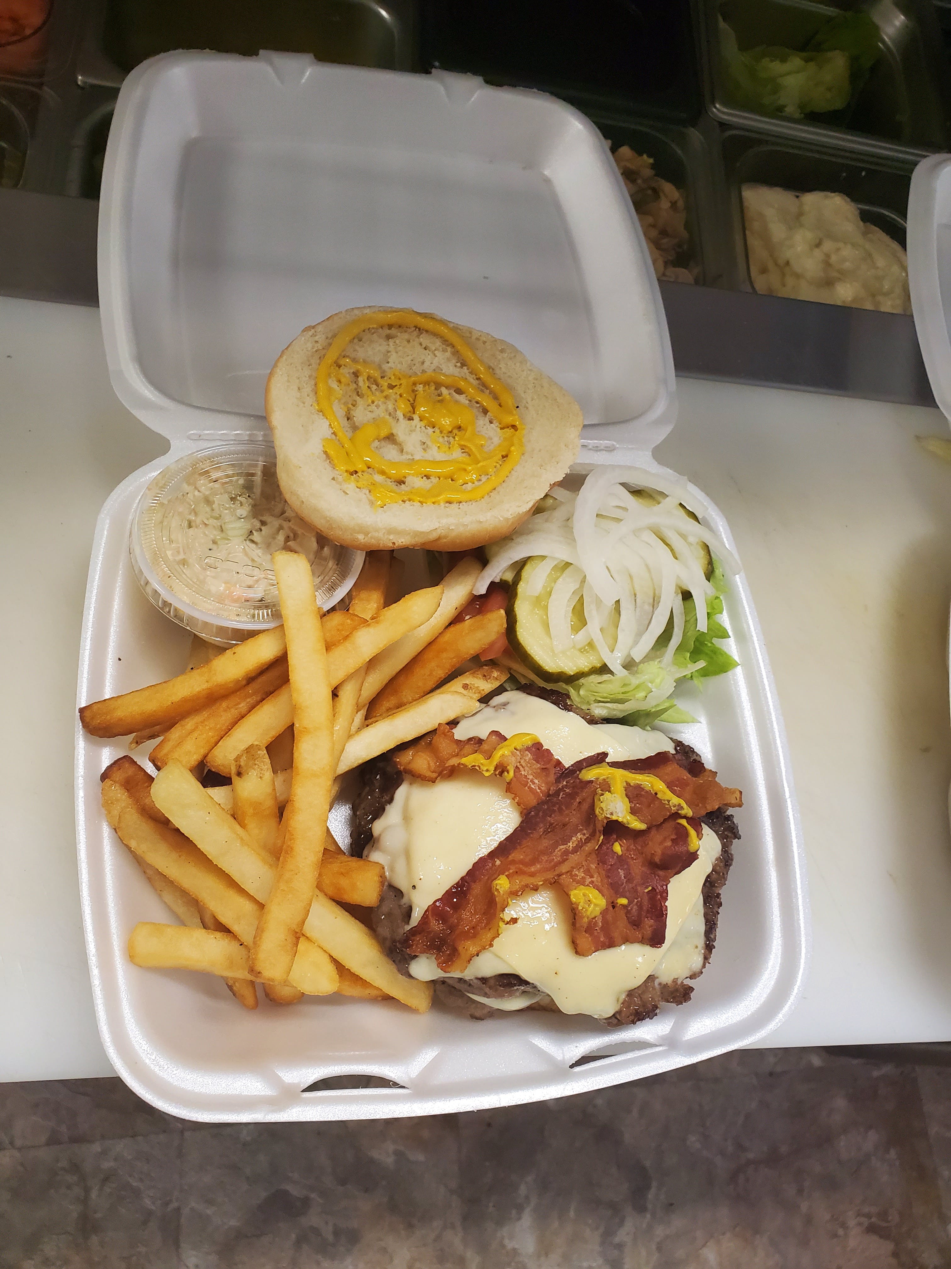 Order Double Bacon Cheeseburger Deluxe - Burger food online from Philly Pizza Llc store, Newark on bringmethat.com
