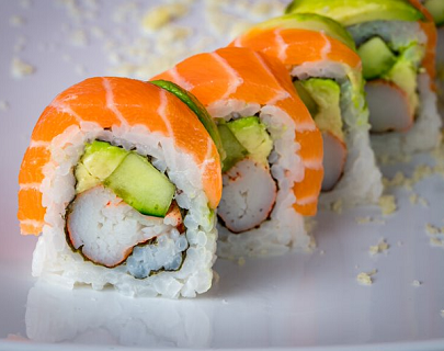 Order 10 California Salmon Top Roll food online from Sushi Runner store, Miami on bringmethat.com