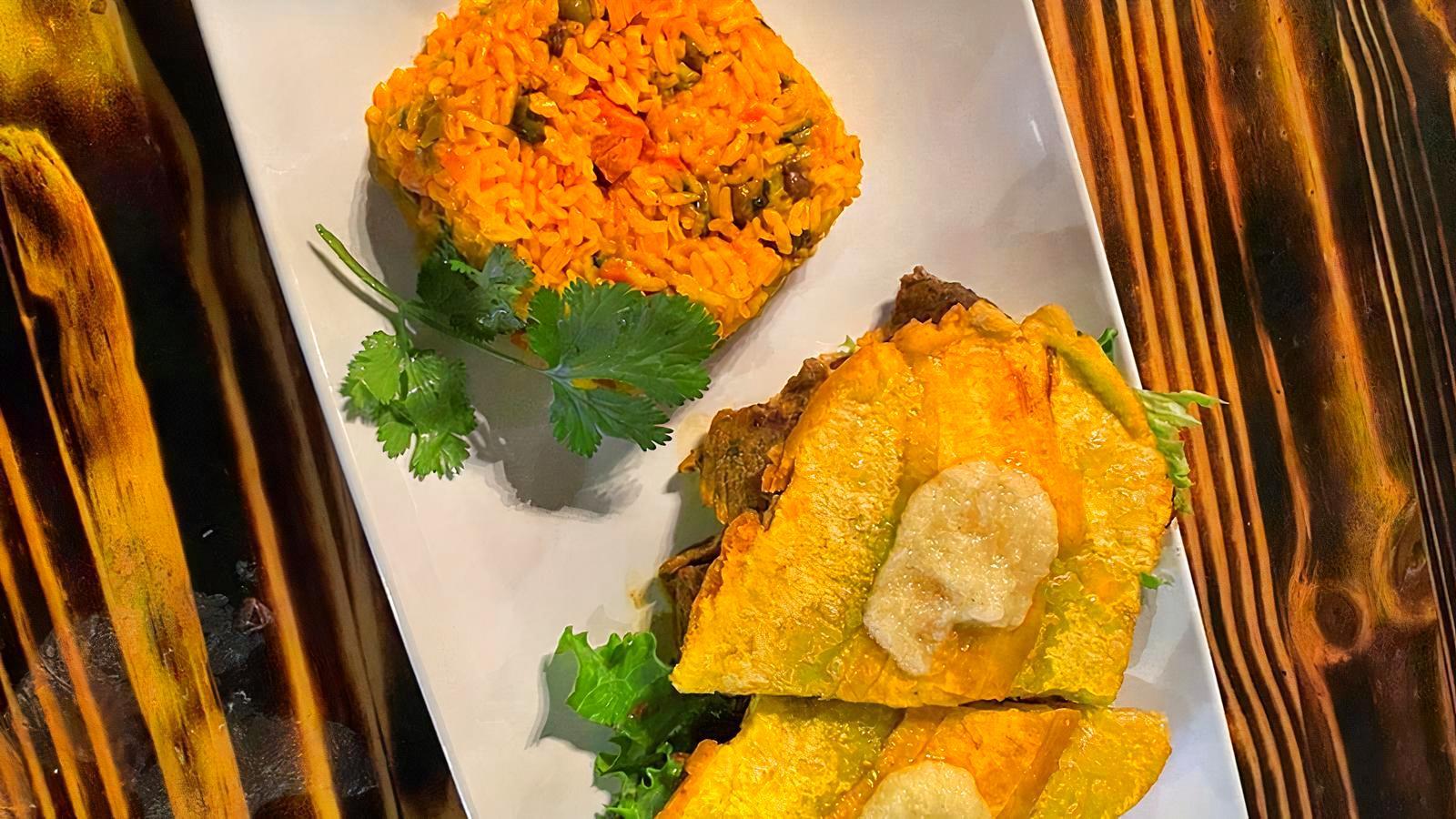 Order Jibarito w Arroz Con Gandules food online from Cafe Rosa store, Chicago on bringmethat.com