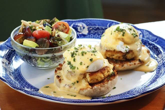 Order Crab Cake Eggs Benedict food online from Founding Farmers store, Providence on bringmethat.com