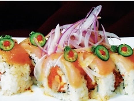 Order FR9. Super Albacore Roll food online from Hoshi Sushi store, Fullerton on bringmethat.com