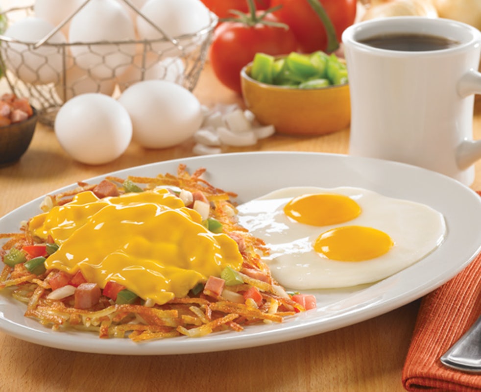 Order Hashbrowns All The Way with Two Eggs Combo food online from Huddle House store, Thibodaux on bringmethat.com