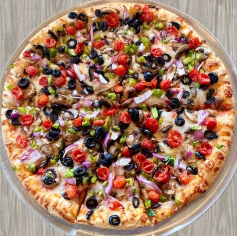 Order Veggie Pizza - Medium 12'' (8 Slices) food online from Baby Bro's Pizza & Wings store, El Monte on bringmethat.com