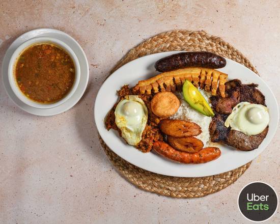Order Super Bandeja Paisa food online from Plaza Colombia Restaurant & Bar store, Dover on bringmethat.com