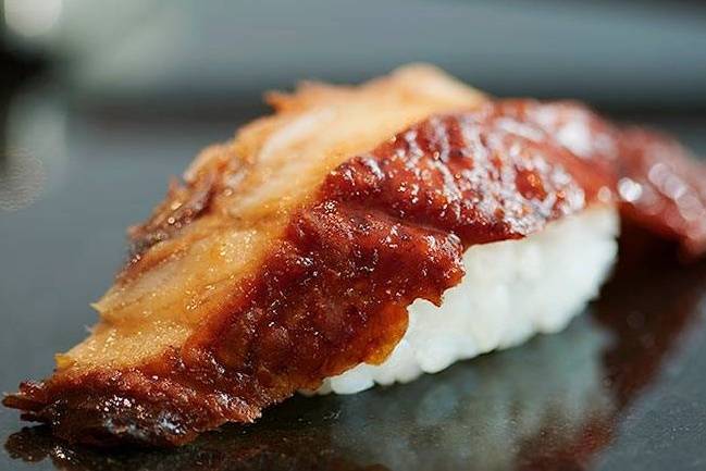 Order Unagi Sushi 鰻魚壽司 food online from Moxie Izakaya Restaurant store, Los Angeles on bringmethat.com