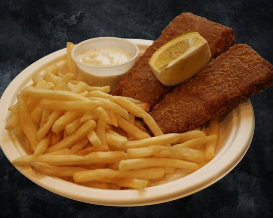 Order Fried Fish with fries food online from Haifa Grill store, Falls Church on bringmethat.com