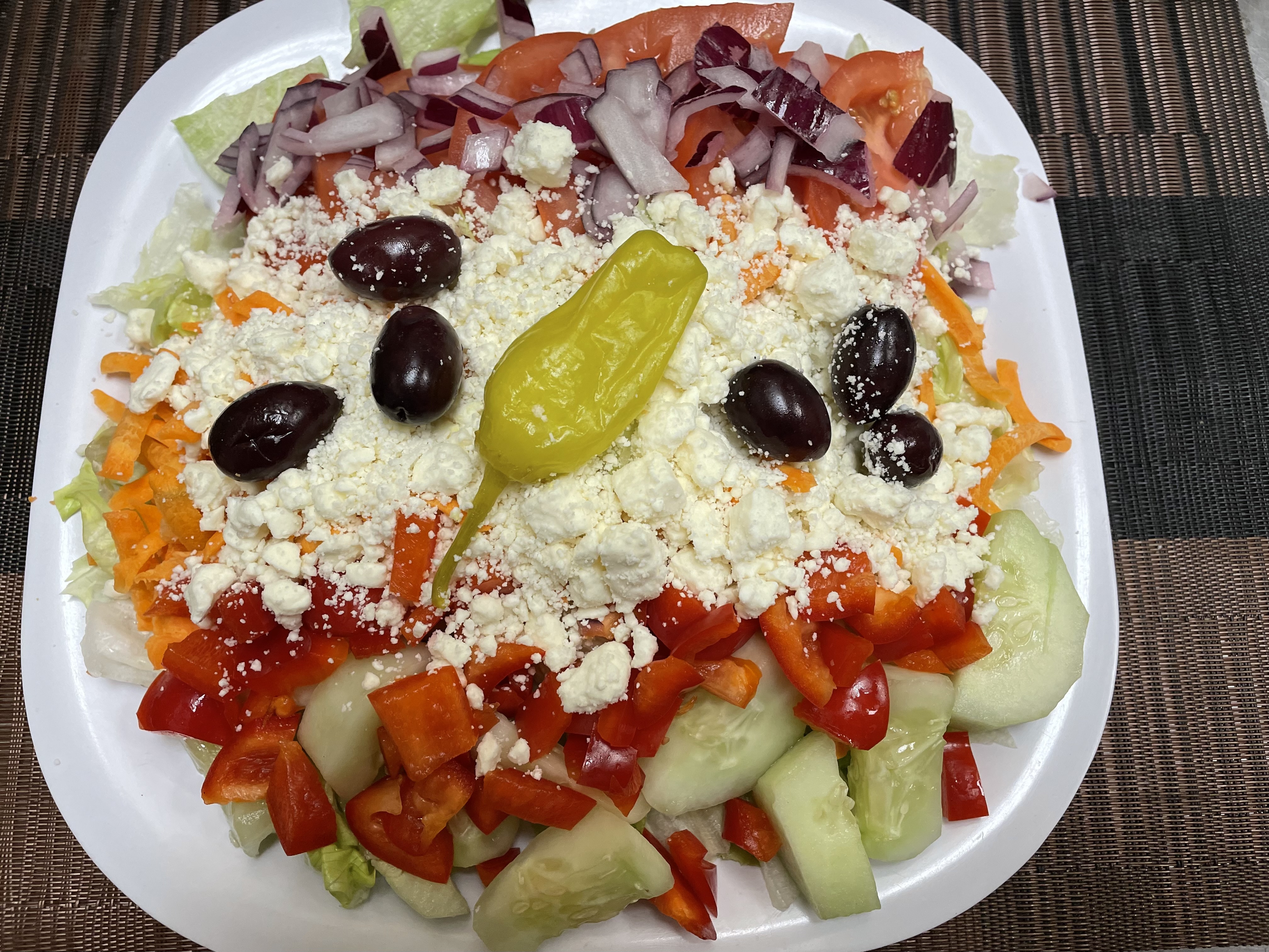 Order 102. Greek Salad food online from Sofia Pizza House store, Quincy on bringmethat.com