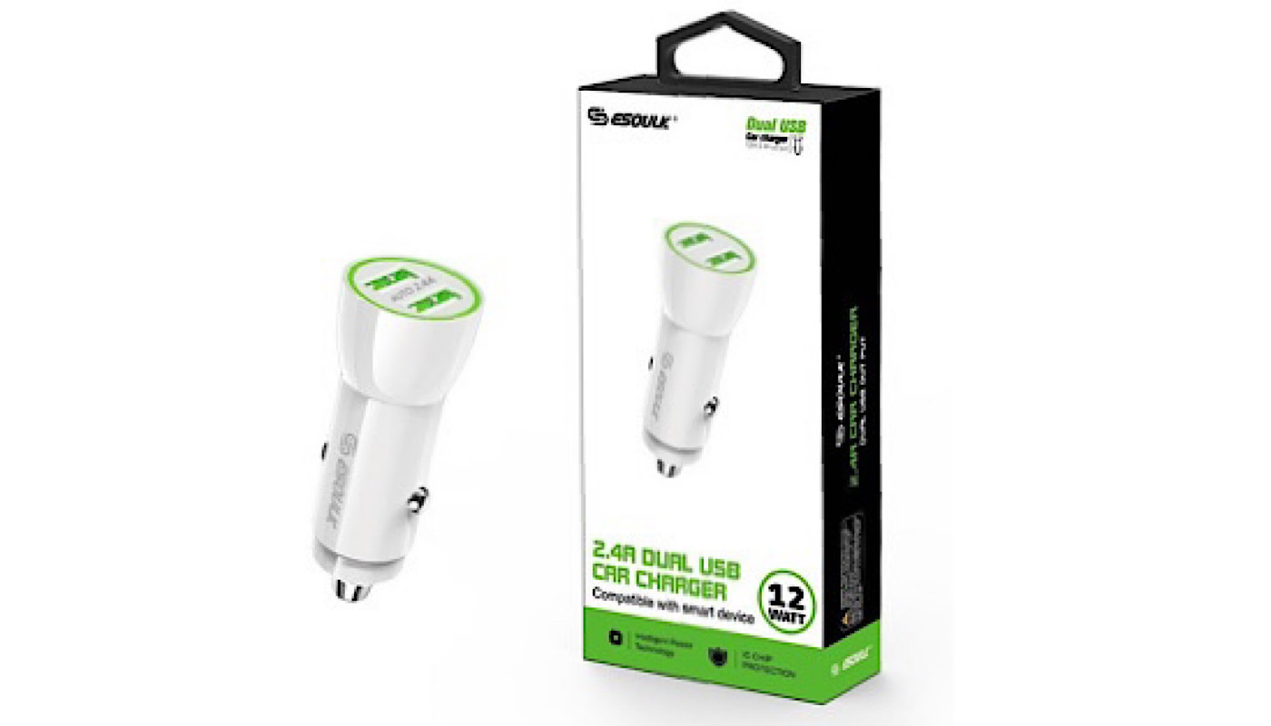 Order 12W 2.4A Dual USB Car Charger food online from K-Town Beer & Wine Food Mart store, Los Angeles on bringmethat.com