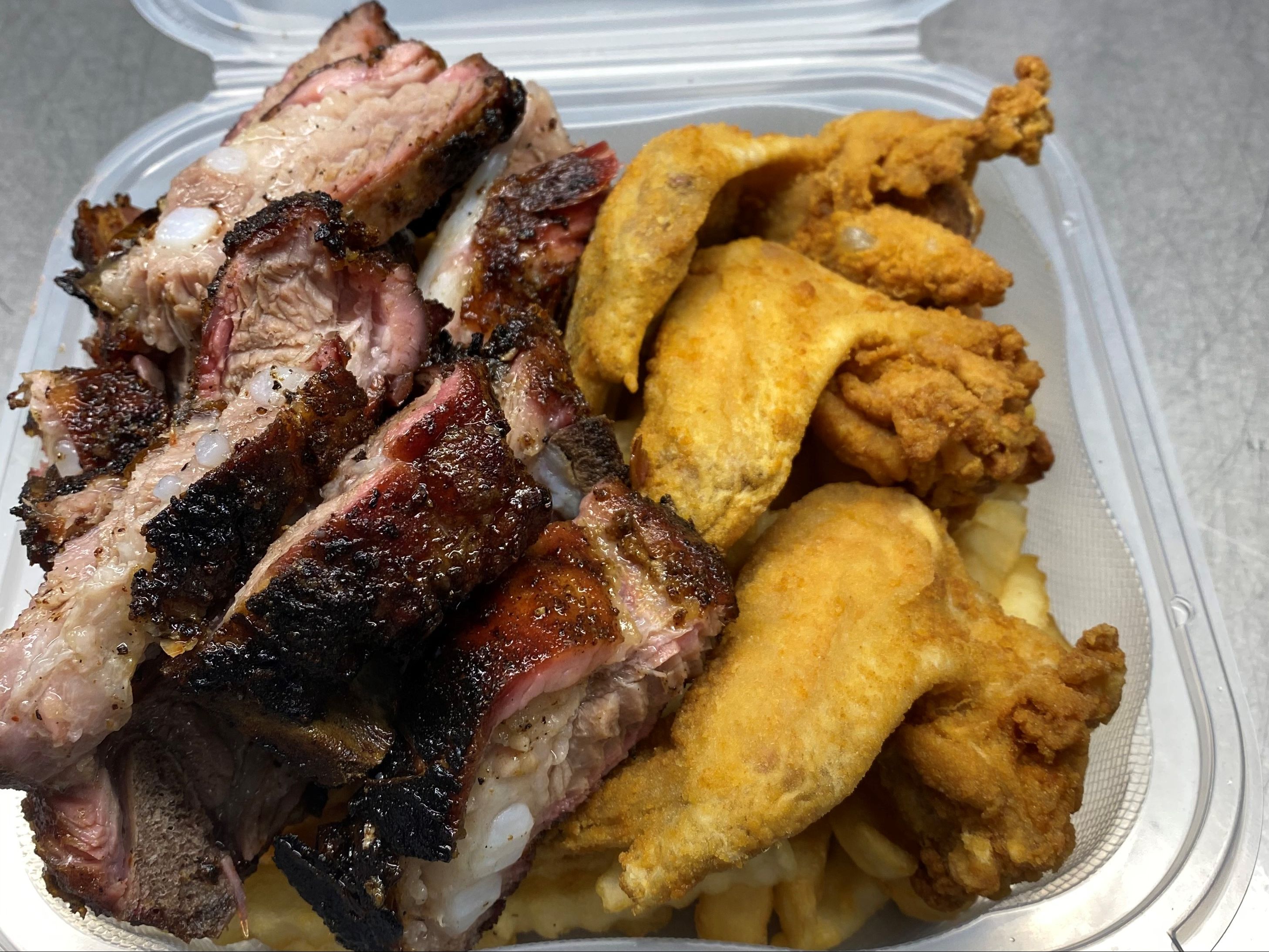 Order HUNGRY MAN SPECIAL (PORK TIPS) food online from Ben's Barbeque store, Chicago on bringmethat.com