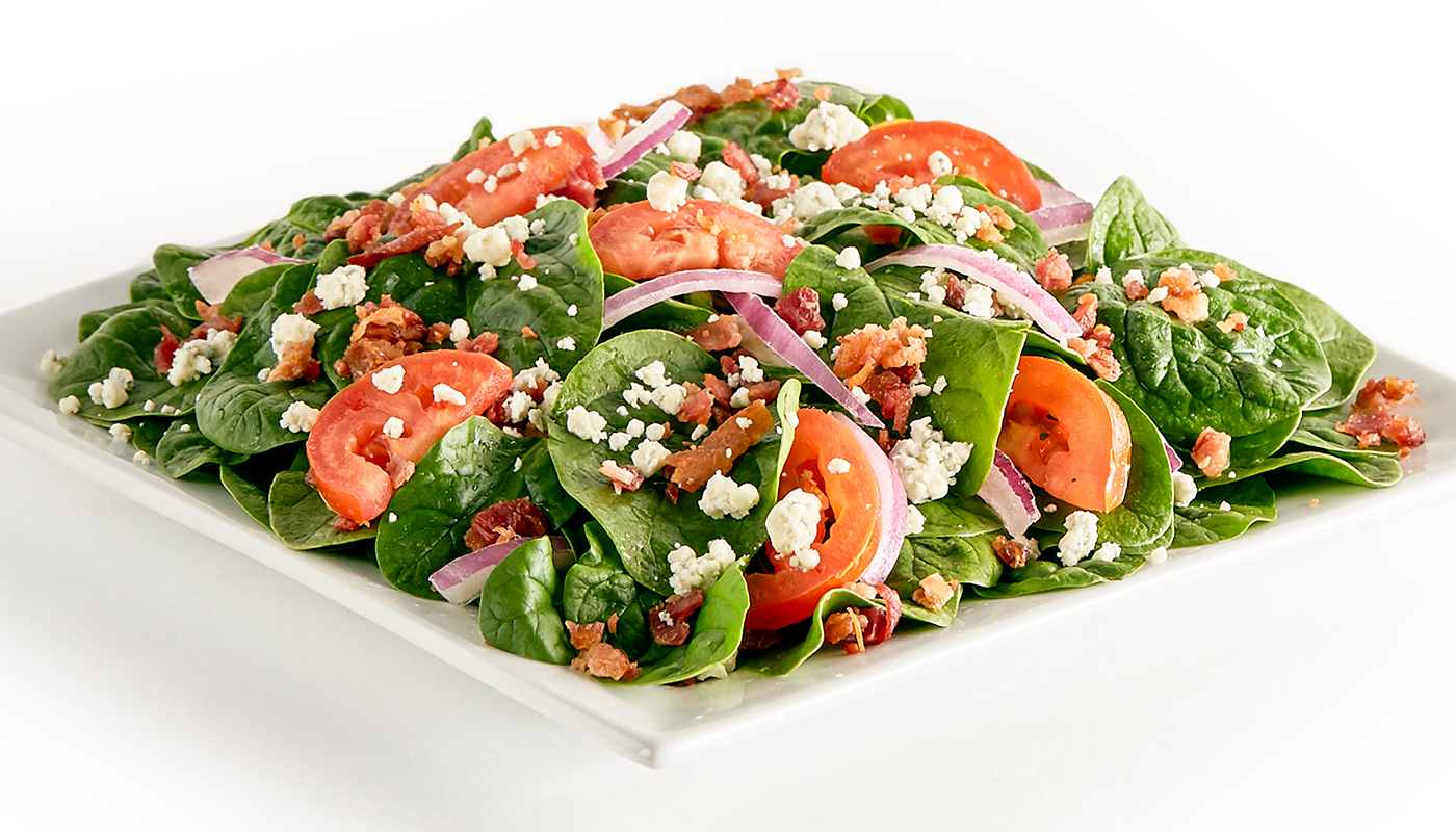 Order Spinach Tomato Salad: One Fresh Salad food online from Pizza Guys store, Sacramento on bringmethat.com