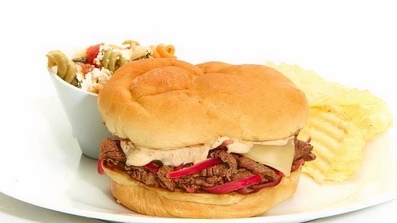 Order Grilled Beef Tender Sandwich food online from Taziki Mediterranean Café store, Denver on bringmethat.com