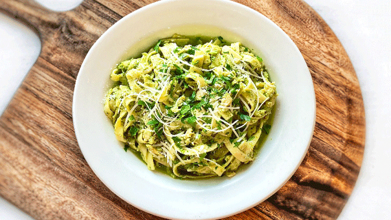 Order FETTUCCINE WITH PESTO ＆ CLAMS food online from Freddie Parker's Pasta Shop store, Vacaville on bringmethat.com