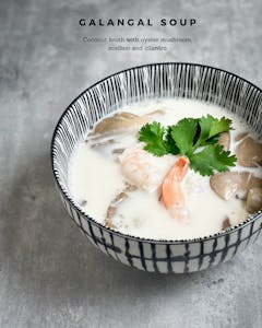 Order Galangal Soup food online from Cha Yen Thai Cookery store, Watertown on bringmethat.com