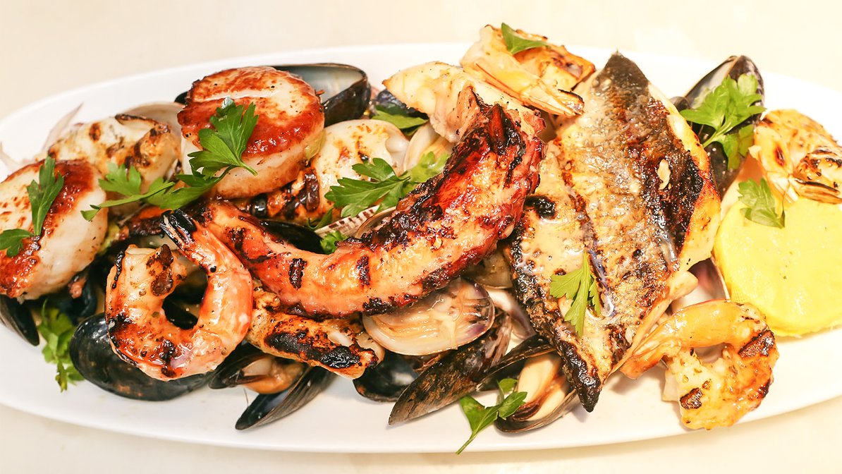 Order Mixed Grilled Seafood (For Two or More) food online from Blue Seafood Bar store, New York on bringmethat.com
