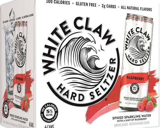 Order White Claw Raspberry - 6 Pack Cans  food online from Divine Wine and Spirits store, San Diego on bringmethat.com