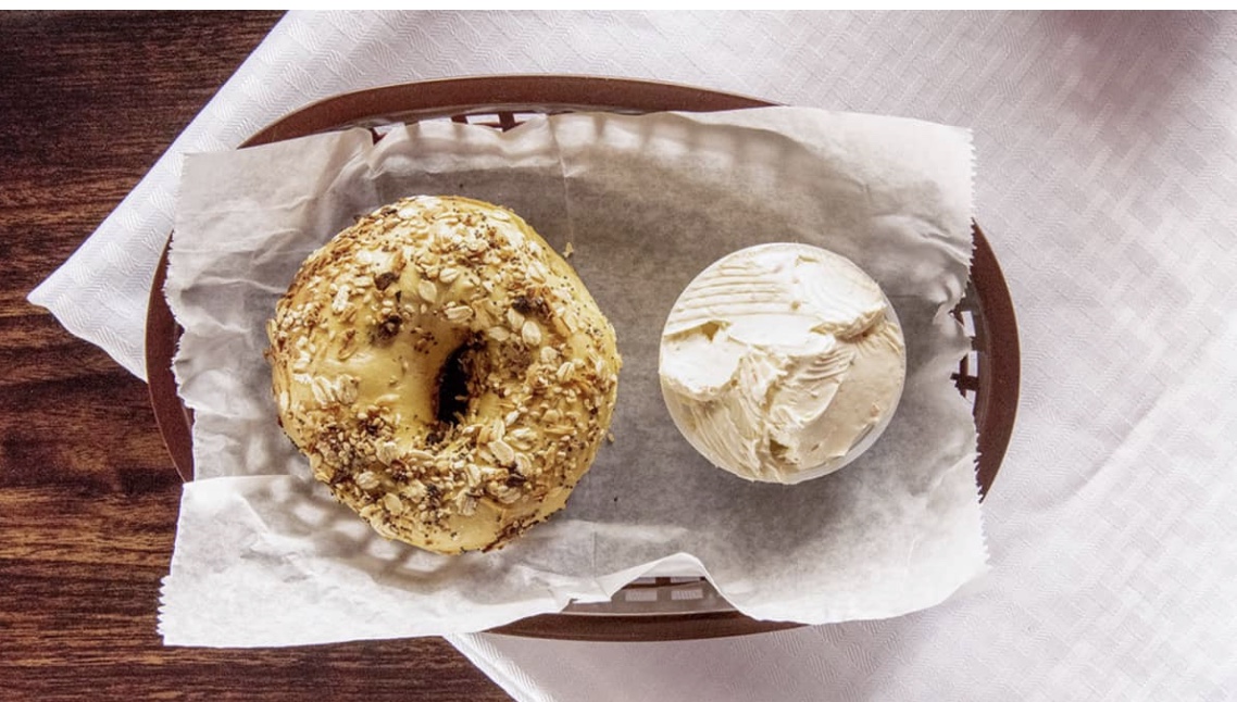 Order Bagel with Plain Cheese food online from Nyc Bagel & Sandwich Shop store, Greenwood Village on bringmethat.com