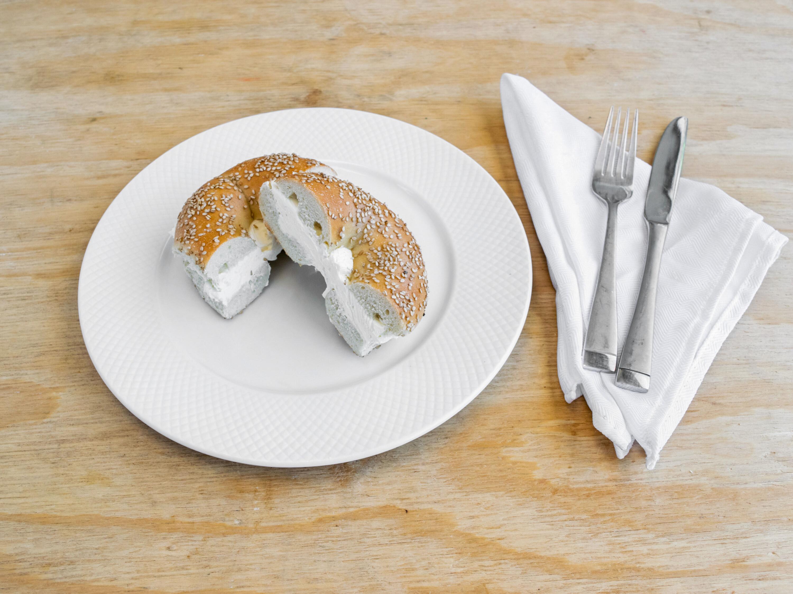 Order Bagel with Cream Cheese food online from Commack Bagels Deli Market store, Commack on bringmethat.com