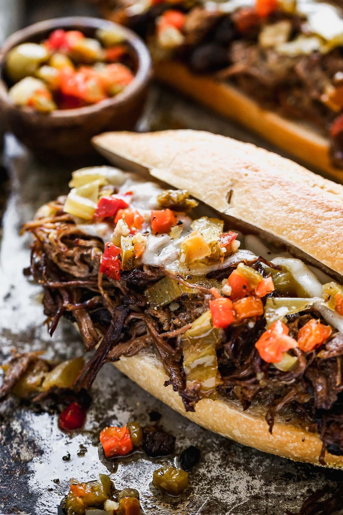 Order Italian Beef Catering - 1 lb. food online from Positanos Pizza store, Chicago on bringmethat.com
