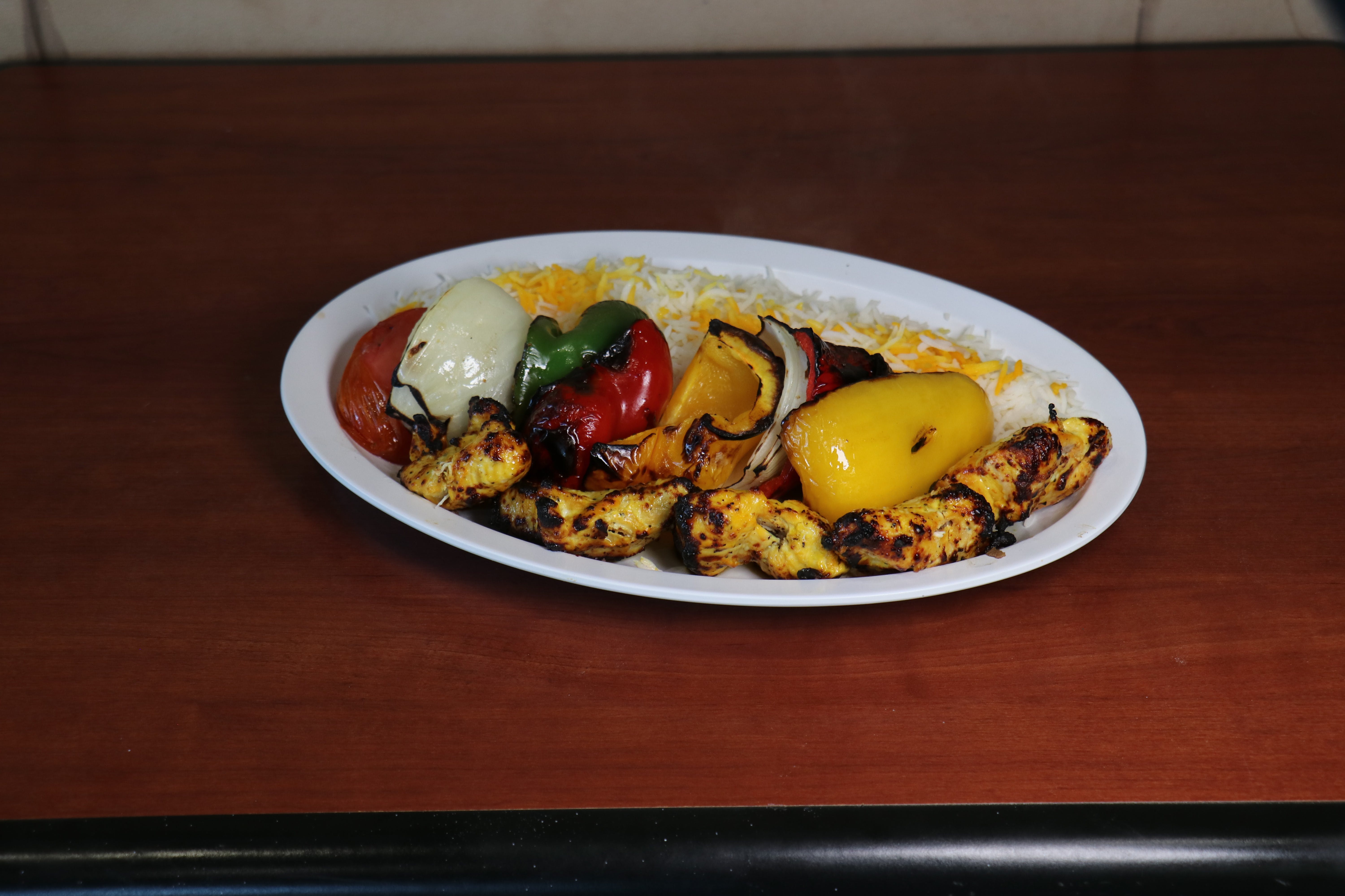 Order Chicken Shish Kabob - Entree food online from The Village Grille store, Great Falls on bringmethat.com