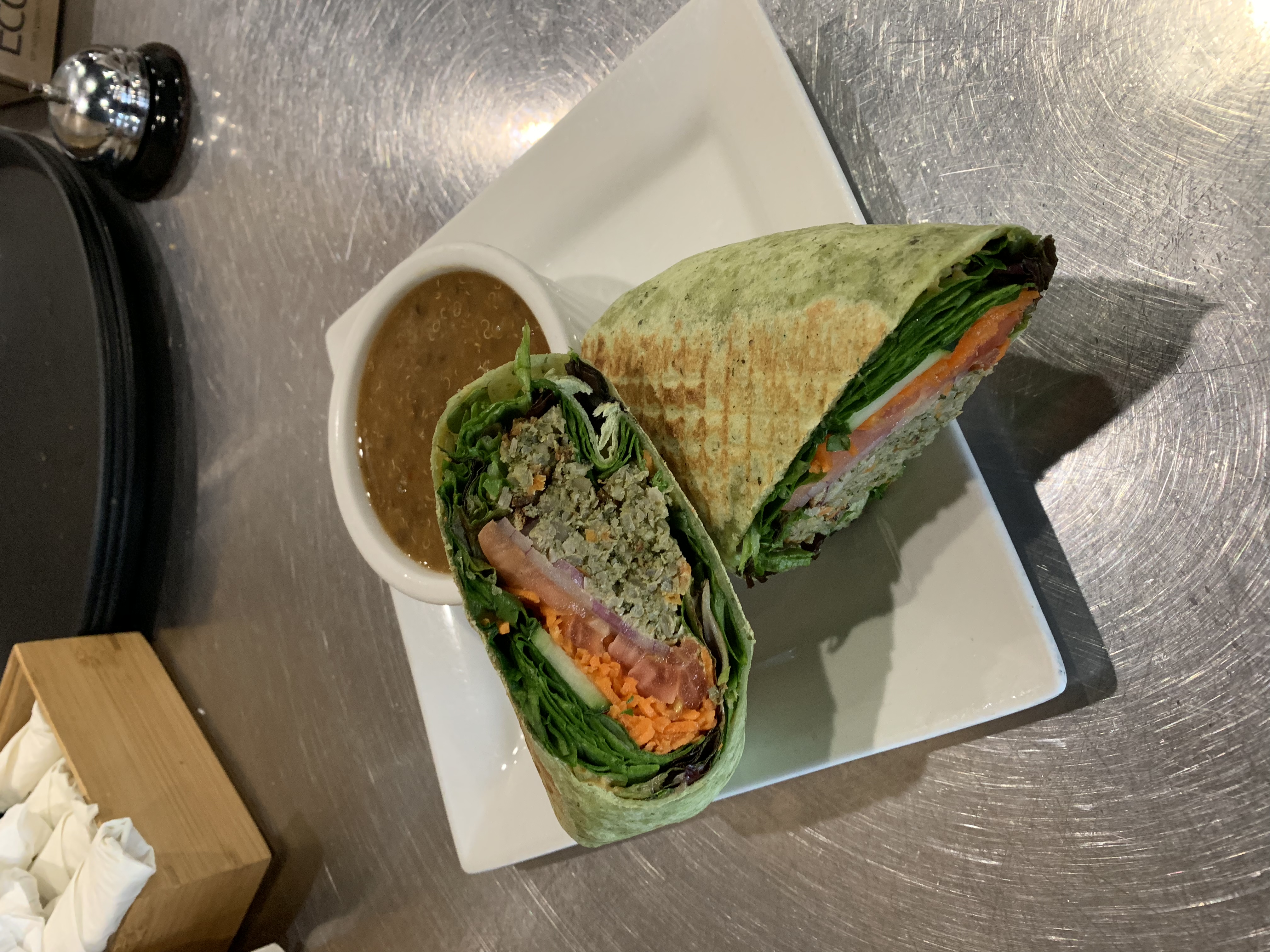 Order Veggie Burger Wrap food online from Apple A Day Cafe store, Miami Beach on bringmethat.com