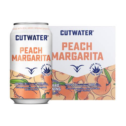 Order Cutwater Peach Margarita - 12 oz Cans/4 Pack food online from Bottle Shop & Spirits store, Los Alamitos on bringmethat.com