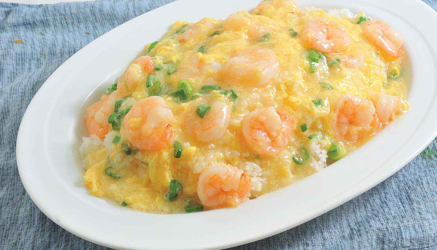 Order H18. Shrimp and Scrambled Egg with Rice (蝦仁滑蛋燴飯) food online from Happy Harbor Cuisine store, Alhambra on bringmethat.com